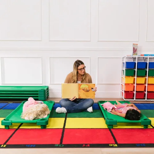 Vista 8 de ECR4Kids Catre Infantil Apilable, Listo para Ensamblar, Tamaño Estándar, Mobiliario de Aula, Verde, Paquete de 6 Breathable mesh, GREENGUARD Gold