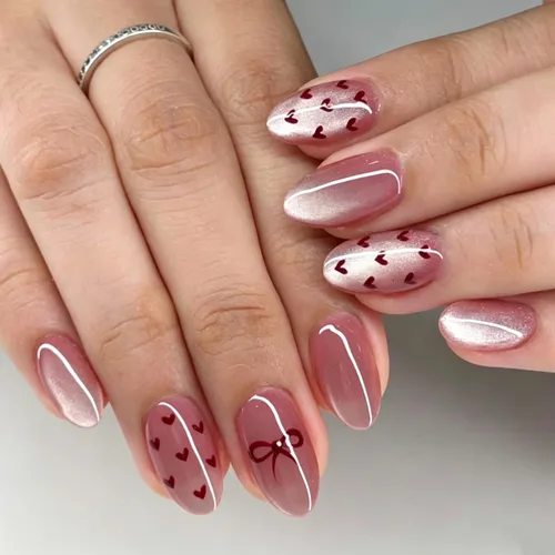 Vista 12 de Uñas postizas medianas a presión, color marrón, 24 unidades Color-3Color-3)