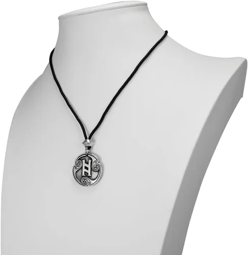 Vista 5 de Collar con colgante de runa de transformación Hagall Haglaz Hagalaz de peltre nórdico