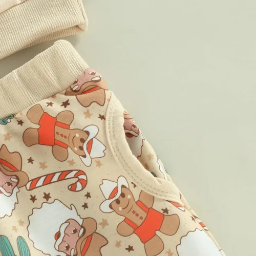 Vista 5 de Omkzanbi 2 piezas de ropa de otoño e invierno para bebé, sudadera de manga larga con cuello redondo, pantalones deportivos para el oeste
