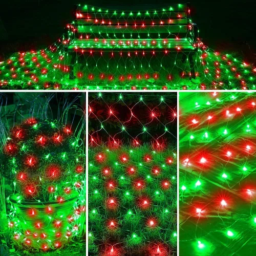 Vista 7 de 198 luces de red LED de 9.8 pies x 6.6 pies enchufables, 8 modos de iluminación de malla conectables, luces de red de Navidad impermeables al aire