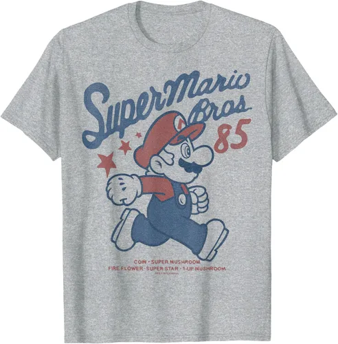 Vista 3 de Nintendo Super Mario Brothers '85 Vintage Stars - Camiseta Gris Oscuro