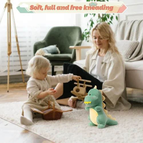 Vista 3 de Animal de peluche de dinosaurio, lindo peluche de dinosaurio suave de 12 pulgadas, juguetes de peluche para niños y niñas, bebés y niños (verde)