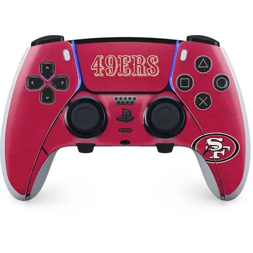Vista 12 de Skinit Decal Gaming Skin Compatible with PS5 DualSense Edge Pro Controller - Officially Licensed NFL San Franciso 49ers Black & White Design