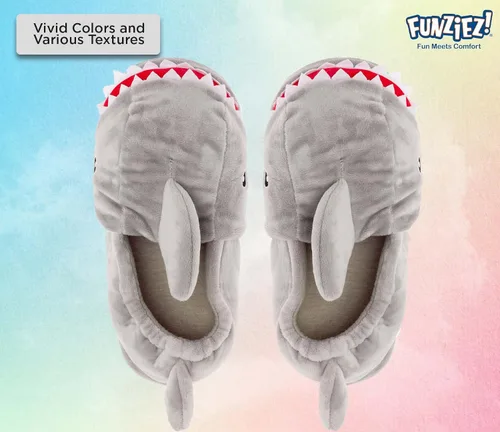 Vista 3 de Funziez! Zapatillas divertidas con animales para mujeres y hombres, zapatos de casa, tortuga, flamenco, conejo, tiburón, zapatillas peludas