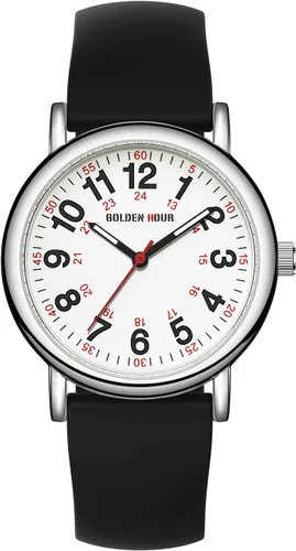 Vista 2 de GOLDEN HOUR - Reloj de enfermera impermeable para profesionales médicos, estudiantes, mujeres y hombres, esfera luminosa de fácil lectura, 24 horas