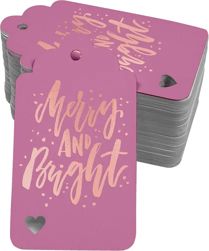 Vista 54 de Etiquetas colgantes con texto en inglés "Merry and Bright" (50 unidades)