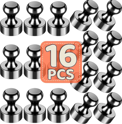 Vista 17 de VNDUEEY 12 piezas de imanes de nevera negros, imanes de pizarra blanca para refrigerador, imán pequeño y fuerte para pizarra, oficina, aula, cocina