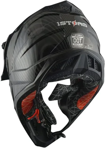 Vista 7 de 1Storm - Casco de motocross para adulto ATV Dirt Bike BMX MX, estilo pista de montaña JH601; paquete de casco de fibra de carbono negro, gafas