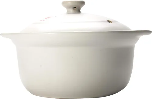 Vista 3 de Uniware® Olla de cerámica resistente a prueba de calor, color blanco, (1.25 litros (7.5 pulgadas de profundidad x 3.5 pulgadas de alto)