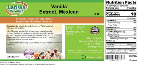 Vista 2 de Extracto de Vainilla, Mexicana (8 oz, ZIN: 527303)