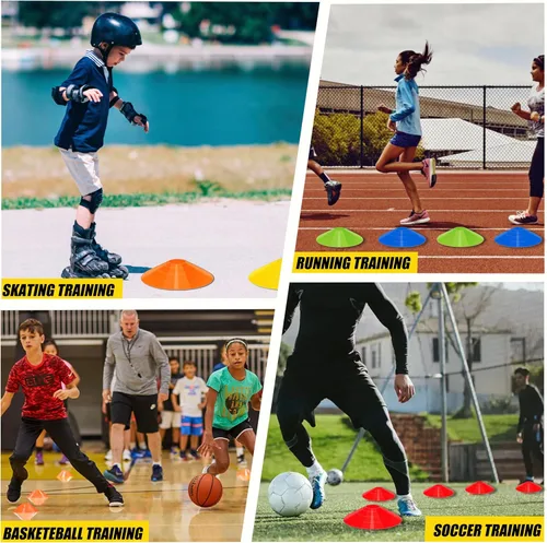 Vista 5 de Paquete de 25/50 conos de disco para deportes, conos de entrenamiento de agilidad para fútbol, fútbol, baloncesto, entrenamiento, equipo de práctica