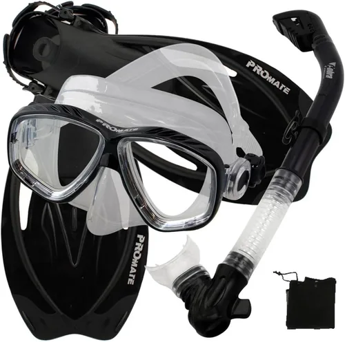 Vista 8 de Promate Juego de esnórquel con máscara de snorkel con aletas Ti/Bk