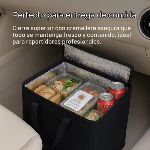 Vista 2 de musbus organizador aislado para maletero de coche bolsa refrigeradora paquete de 4 bolsas de compras aisladas para alimentos, negro, reutilizable