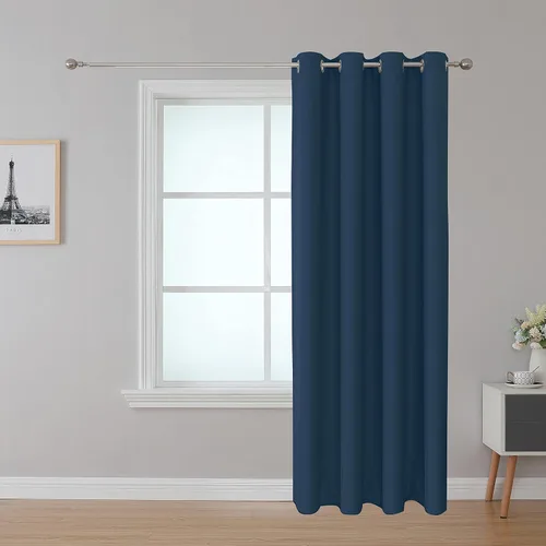 Vista 20 de Cortina opaca ignífuga, ojales en la parte superior, certificación NFPA 701, resistente al fuego para aula/dormitorio, 1 panel, negro, 42 x 63