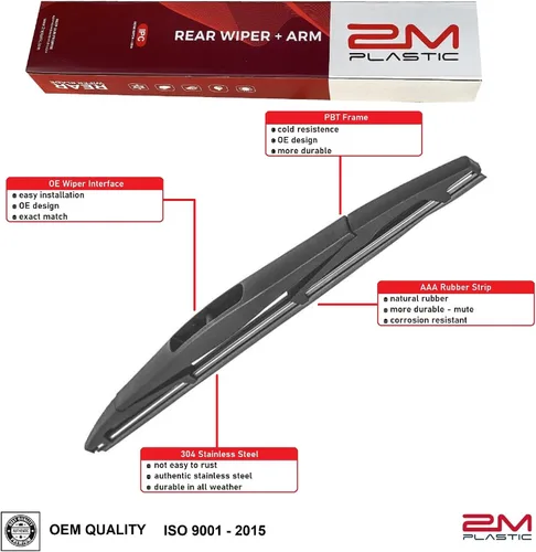 Vista 3 de Reemplazo de estilo OEM de fábrica de limpiaparabrisas trasero para Mitsubishi OUTLANDER 2007-2020 PATHFINDER 2005-2012