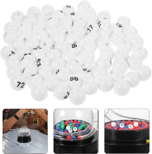 Vista 5 de VICASKY Bolas de bingo de repuesto solo bolas de plástico blanco para máquinas de entretenimiento Tableros de juego, números de rifa del 1 al 75