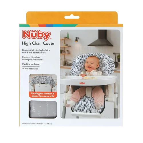 Vista 9 de Nuby Funda para silla alta para bebé, protege de derrames y migas, resistente al agua para una fácil limpieza, estampado de flechas