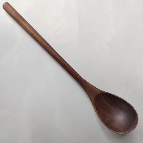 Vista 8 de Utensilios de cocina de madera de nogal negro, 5 piezas, cucharas de mango largo de 14 pulgadas, juego de manualidades