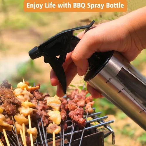Vista 4 de Botella de spray para barbacoa e inyector de marinada para ahumado, botella pulverizadora de grado alimenticio 3 en 1 mejorada para ahumador