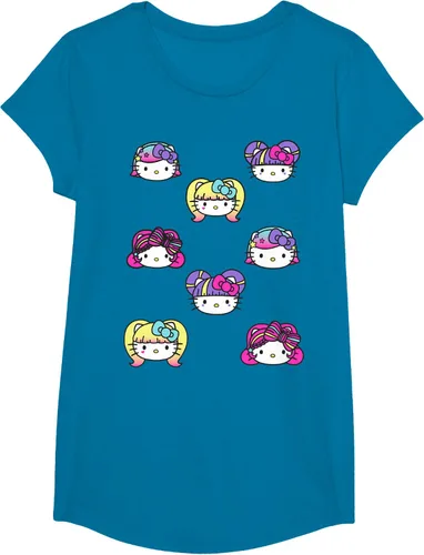 Vista 46 de hello kitty Kawaii Multi peinado Tee, Azul (Heather blue)