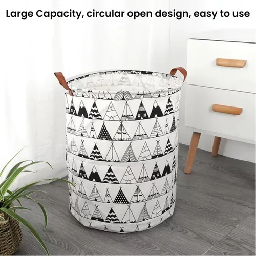 Vista 3 de Nictemaw Cesta de almacenamiento grande para lavadora portátil, cesta plegable de lona con revestimiento de polietileno impermeable para niños