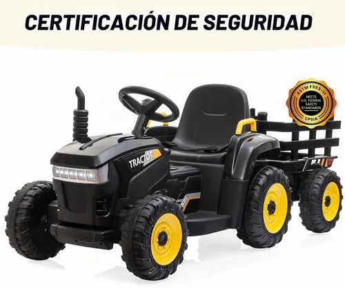 Vista 8 de TOBBI - Tractor de juguete a batería de 12 V con remolque color verde, rosado y rojo