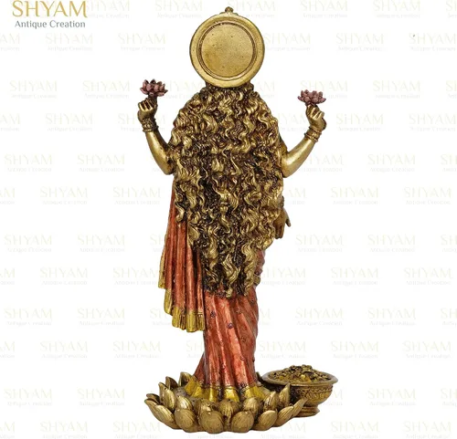 Vista 5 de Murti de bendición de diosa Lakshmi de pie de 10 pulgadas Maa Laxmi Bendición para Pooja Room Mahalaxmi Estatua para el hogar, templo, mandir