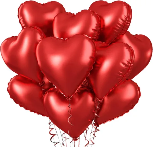 Vista 37 de Globos de corazón azul bebé, 10 piezas de globos en forma de corazón azul claro y blanco pastel, globos de papel de aluminio blanco arena crema