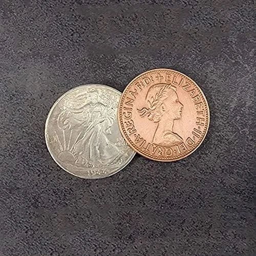Vista 2 de SUMAG Disolver Digital Trucos de Magia (Caminando Libertad Medio Dólar) Visualmente Monedas Cambiar Magia para Magos Primer Plano Ilusiones Trucos