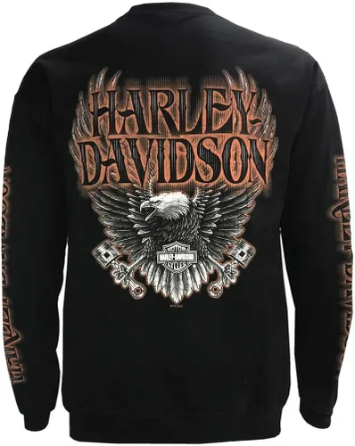 Vista 2 de Harley-Davidson Sudadera con forro polar Eagle Piston para hombre, color negro 30299948
