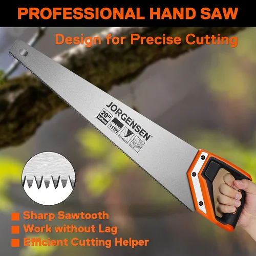 Vista 7 de JORGENSEN Sierra de mano Pro de 20 pulgadas, 11 TPI de corte fino ergonómica con mango de aluminio no deslizante por soldadura ultrasónica