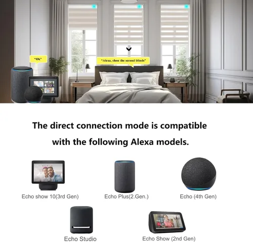 Vista 3 de Changshade Smart Motorized Zebra Blinds Blackout Remote Control Work with Alexa, Google Home, Apple Homkit, Custom Size Electric Power Indoor Window