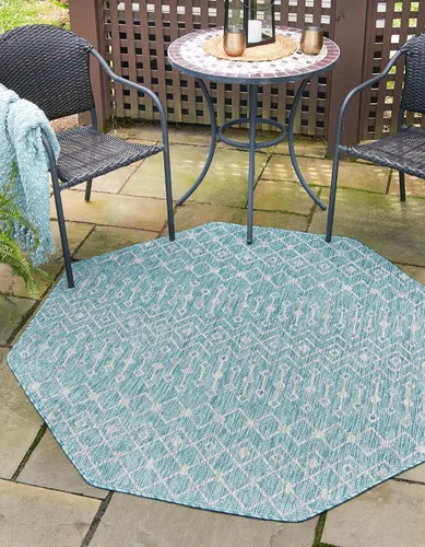 Vista 69 de Unique Loom Outdoor Trellis Collection - Alfombra de área con diseño de enrejado tribal (2 pies 2 pulgadas x 3 pies 1 pulgada, ovalada, azul/marfil)