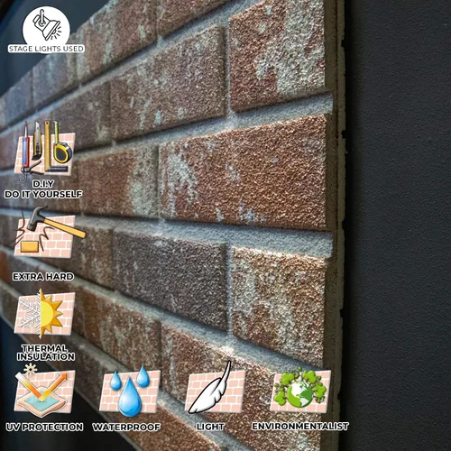 Vista 7 de IZODEKOR Paneles de pared 3D con efecto ladrillo, revestimiento, aspecto de piedra, revestimiento de espuma de poliestireno para sala de estar