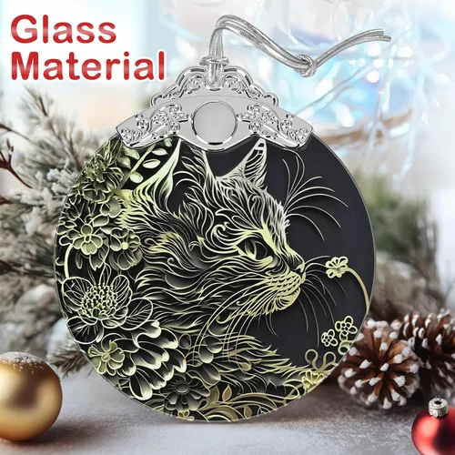 Vista 3 de Adornos de decoración de Navidad, adorno de vitral, adornos para árbol de Navidad, adorno de regalo 2025, regalo de Navidad para amigos, familiares