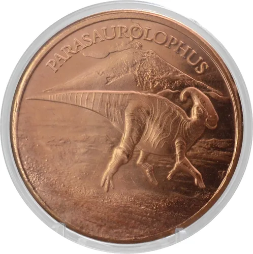 Vista 6 de Apatosaurio Dinosaurio Prehistórico - 1 onza.999 cobre puro redondo coleccionable de 39mm moneda de desafío en cápsula - COA de Heavenly Metals