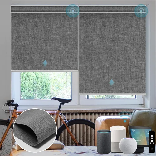 Vista 84 de SmartWings Persianas Motorizadas con Sombras para Ventana Control Remoto Funciona con Thread Apple Homekit Z-Wave Alexa 100% Blackout de Doble Cara