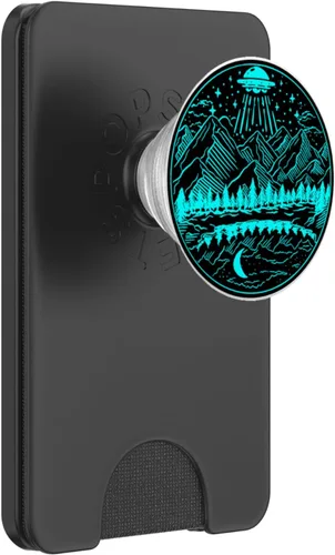 Vista 7 de Galaxy UFO Abduction Space Astronaut Nature Lake Moon Alien PopSockets intercambiables PopGrip