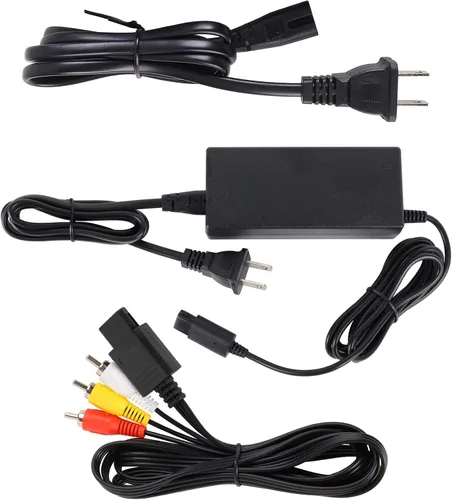 Vista 7 de Fuente de alimentación y cable AV para Gamecube adaptador de corriente CA NGC y juego de cables AV cable de alimentación y cable AV compatible