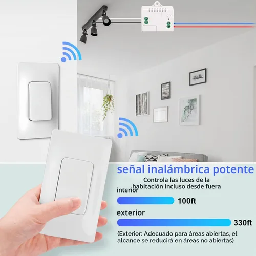 Vista 3 de Milfra Kit de interruptor de luz inalámbrico y receptor, interruptor de luz inalámbrico, no necesita WiFi para exteriores e interiores, interruptor