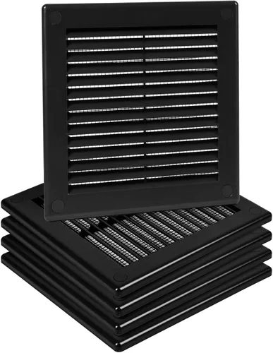 Vista 25 de Paquete de 2 cubiertas cuadradas de ventilación de aire de 4" x 4" (tamaño exterior) - Deflector de ventilación de plástico negro - Malla