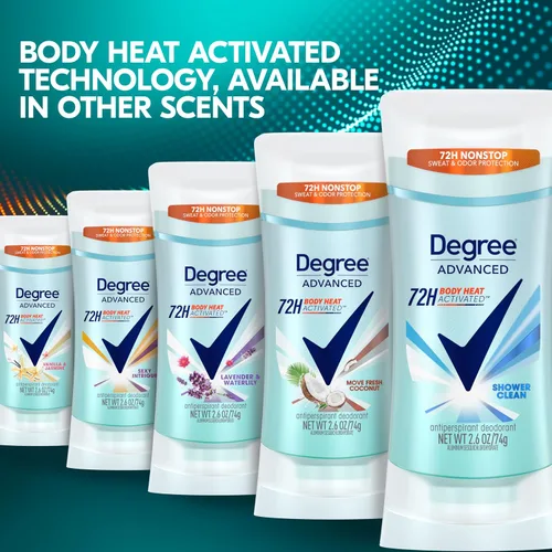 Vista 7 de Degree Desodorante Antitranspirante Avanzado, paquete de 4, Protección contra Sudor y Olor por 72 Horas, Shower Clean, Antitranspirante para Mujeres