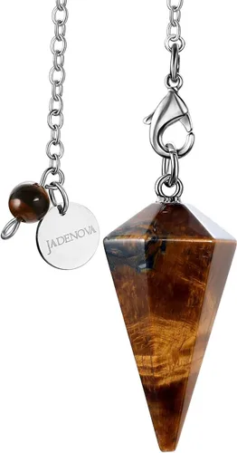 Vista 11 de JADENOVA Collar de Péndulo de Cristal Natural de Amatista Curativo para Mujeres Adivinación Radiestesia (Cristal con 2 cadenas), Gema, amatista