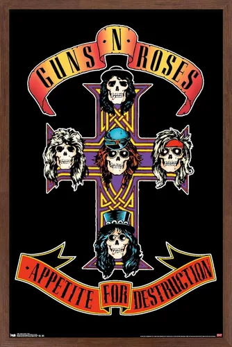 Vista 7 de Trends International Guns N' Roses - Póster de pared con cruz, 14.725 x 22.375 pulgadas, versión con marco de madera tipo granero Versión enmarcada