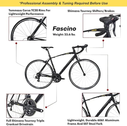 Vista 2 de Tommaso Fascino - Sport Performance Aluminum Road Bike, Shimano Tourney 21 Speeds Road Bicycle Men Road Bikes for Men