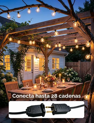 Vista 7 de Abeja - Cadena de luces para exteriores, de 25 pies con bombillas LED G40 tipo globo con 27 bombillas de plástico Edison (2 de repuesto), luces
