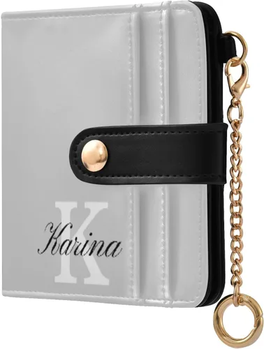 Vista 19 de Sinestour Custom Beige pattern Small Wallet for Women RFID Blocking Leather Bifold Small Purse with Card Holder Zipper Coin Pocket ID Window