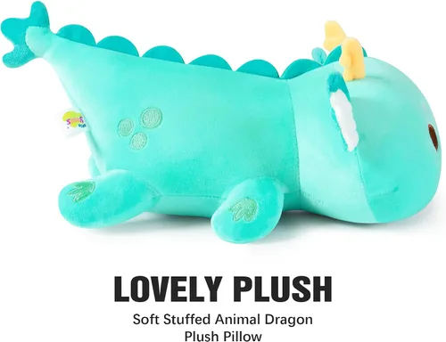 Vista 4 de Onsoyours Peluche de dragón gordito, adorable almohada de felpa suave para abrazar, lindo juguete de peluche Kawaii para niños