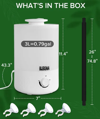 Vista 6 de Humidificadores de plantas sin fugas de 3L para invernadero de tienda de cultivo y sala de cultivo, llenado superior, apagado automático